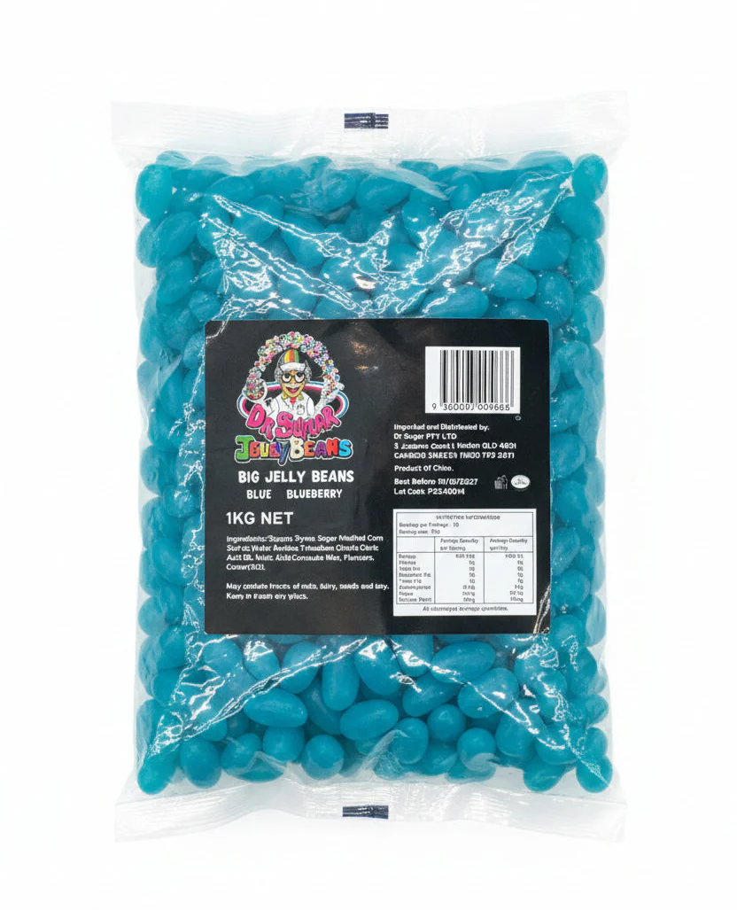 DR Sugar - Big Jelly Beans Blue - Blueberry Flavoured 1kg