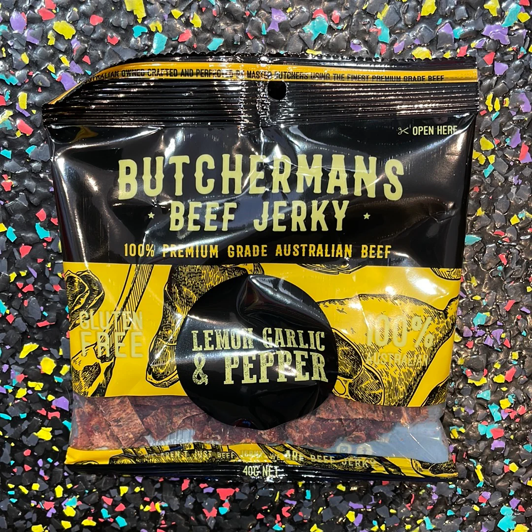Butchermans Beef Jerky - Lemon, Garlic & Pepper 40g