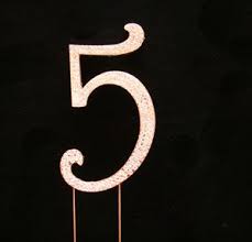 Cake Topper "5" Rose Gold Diamante