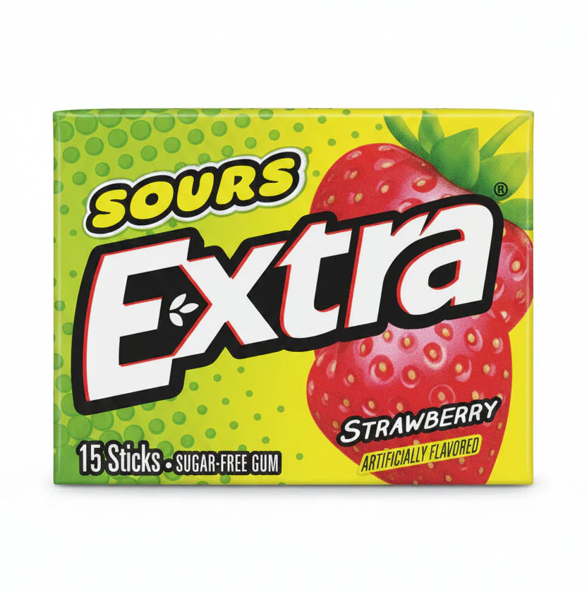 Extra Sours Strawberry Sugar Free Chewing Gum 15 Stick