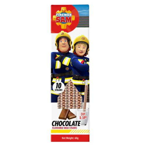 Fireman Sam Chocolate Flavoured Milk Straw 60g
