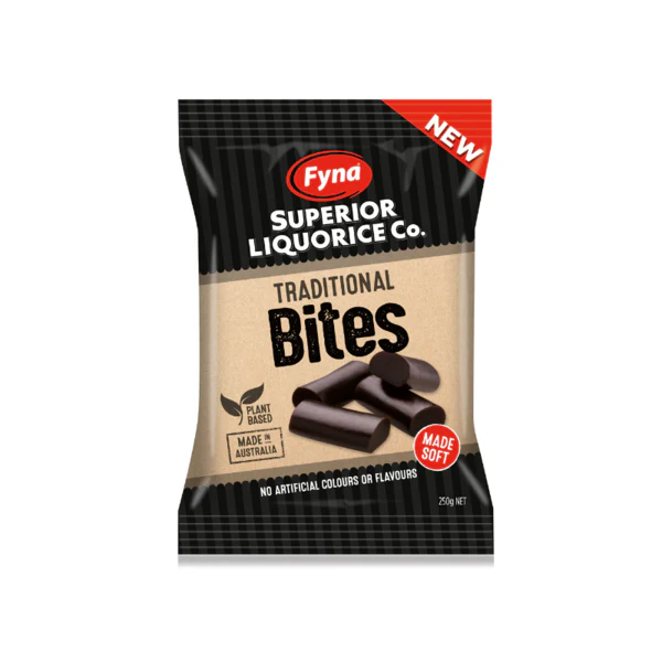 Fyna Superior Liquorice Black Bites 250g