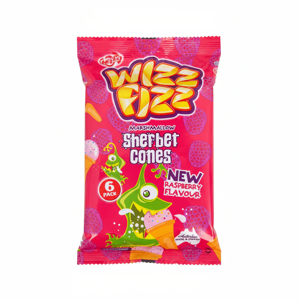 Fyna Wizz Fizz Raspberry Sherbet Cones 6pk 84g