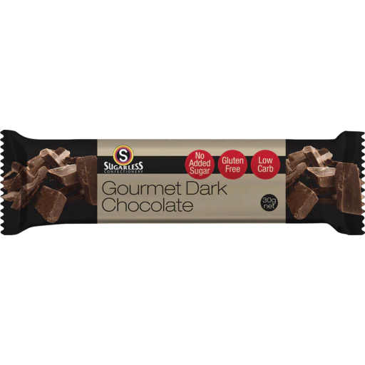 Sugarless Gourmet Dark Choc Bar Stevia 30g