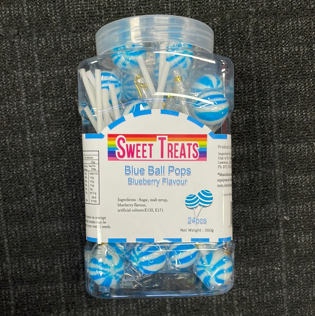 Sweet Treats Blue ball pops - 1 jar x 24Pcs 15g