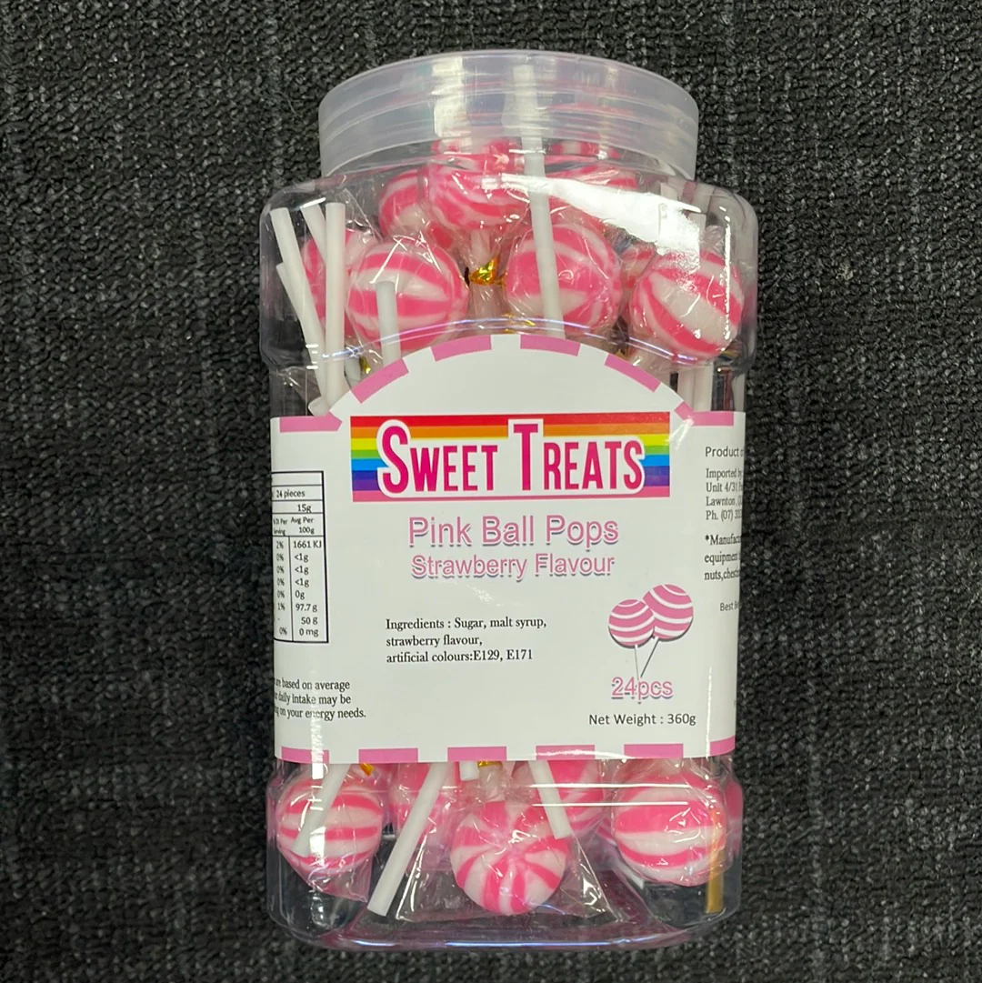 Sweet Treats pink ball pops - 1 jar x 24Pcs 15g