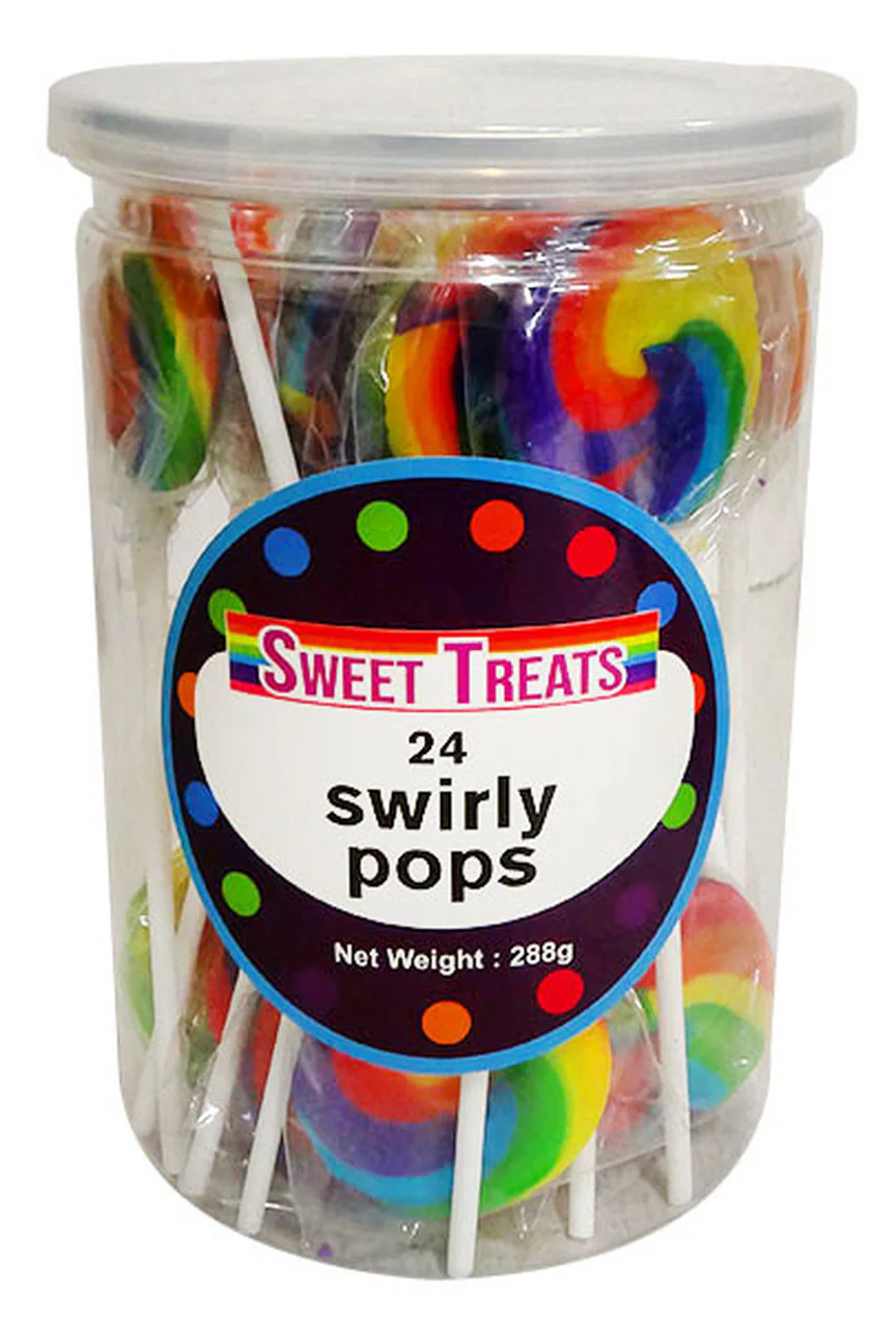 Sweet Treat Rainbow Swirly Pops 24pcs