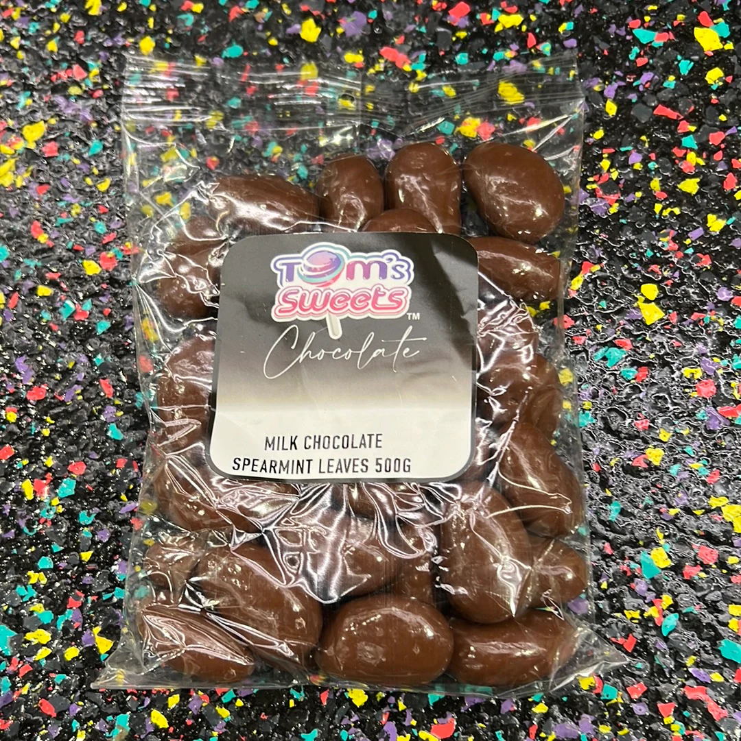 Tom’s Sweets Milk Choc Spearmint Leaves 500g