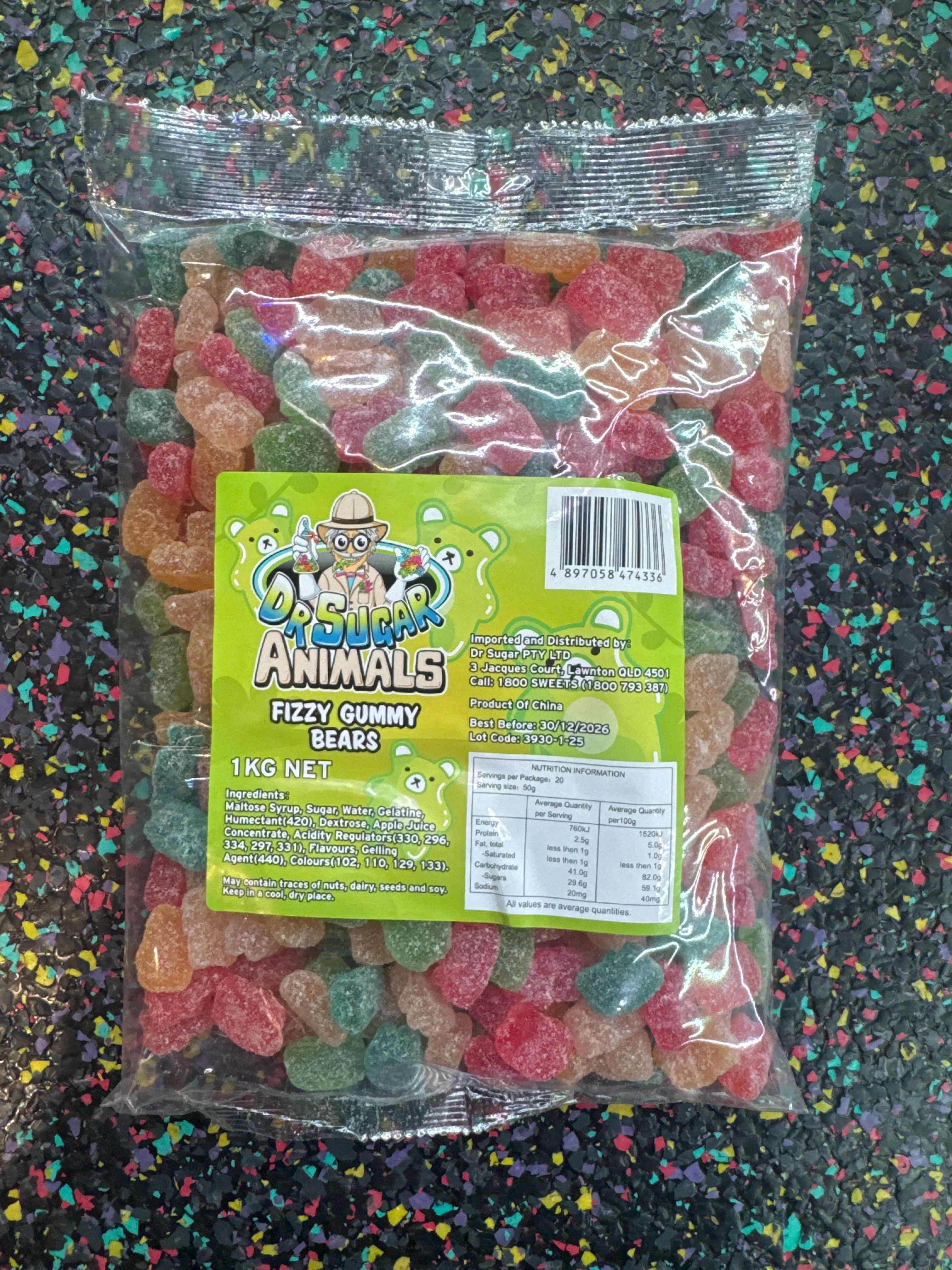 Tom's Sweets Fizzy Gummy Bears 1kg