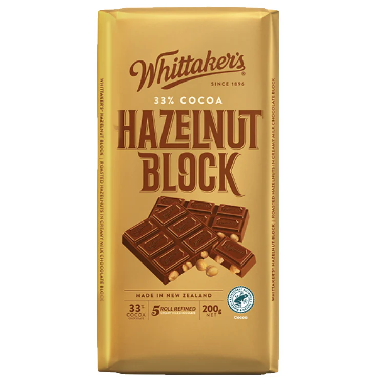 Whittaker’s Hazelnut Choc Block 200g